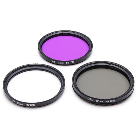 52mm UV CPL FLD Filter Kit With Petal Flower Lens Hood For Nikon