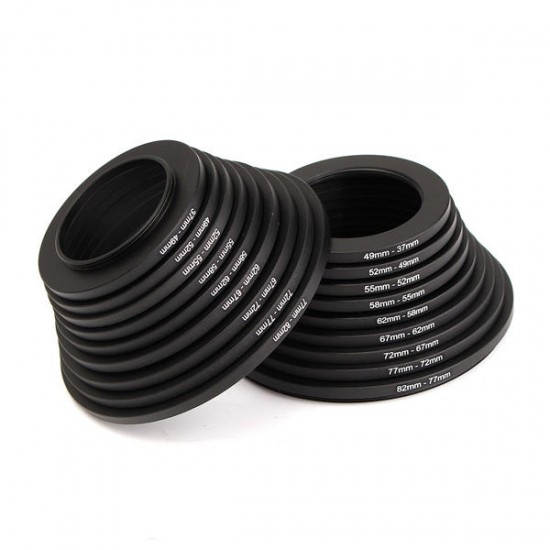 9X Step Up 37-82mm + 9X Step Down 82-37mm Rings Filter Stepping Adapter