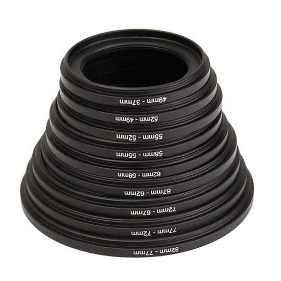 9X Step Up 37-82mm + 9X Step Down 82-37mm Rings Filter Stepping Adapter 9X Step Up 37-82mm + 9X Step Down 82-37mm Rings Filter Stepping Adapter