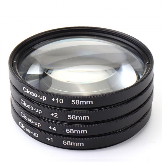 Close-up +1/+2/+4/+10 49/52/55/58/62/67/72/77mm Lens Filter Storage Bag Lens Hood Cap Blower Brush Kit Set