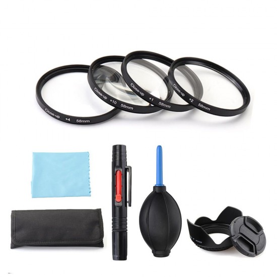 Close-up +1/+2/+4/+10 49/52/55/58/62/67/72/77mm Lens Filter Storage Bag Lens Hood Cap Blower Brush Kit Set Close-up +1/+2/+4/+10 49/52/55/58/62/67/72/77mm Lens Filter Storage Bag Lens Hood Cap Blower Brush Kit Set