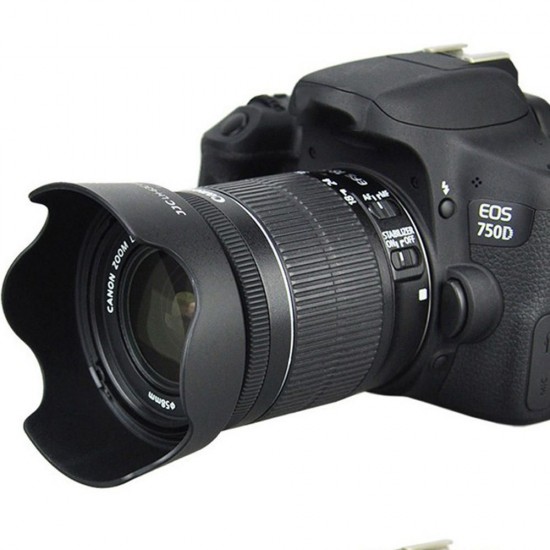 EW-63C Lens Hood for Canon 100D/200D/750D/760D Lens 18-55 STM Hood 58mm