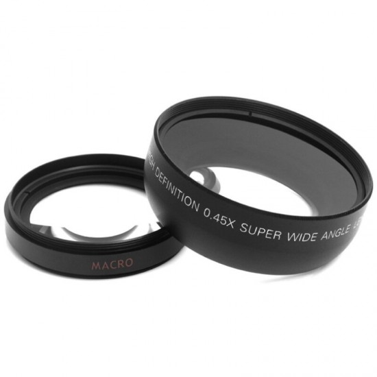 0.45x52mm Wide Angle Lens Macro Micro Single Camera Additional Lens 0.45X 2 in 1 Wide Angle Lens for Camcorder Video Camera