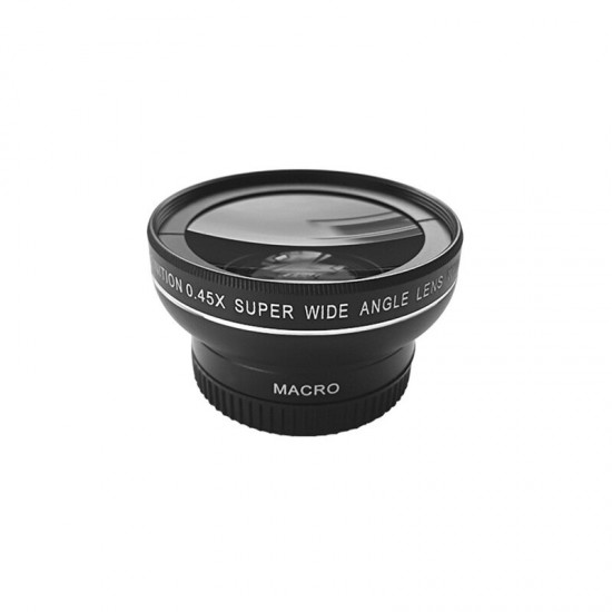 0.45x52mm Wide Angle Lens Macro Micro Single Camera Additional Lens 0.45X 2 in 1 Wide Angle Lens for Camcorder Video Camera