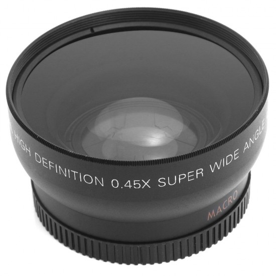 Universal Extension 52mm 0.45X Wide Angle Lens with 62mm UV Filter Thread for DSLR Camera