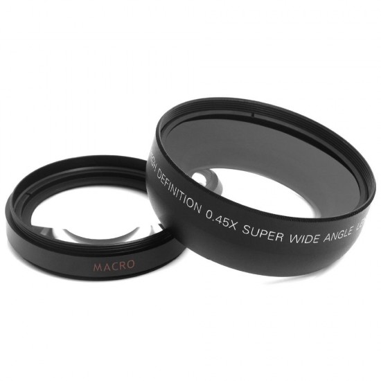 Universal Extension 52mm 0.45X Wide Angle Lens with 62mm UV Filter Thread for DSLR Camera