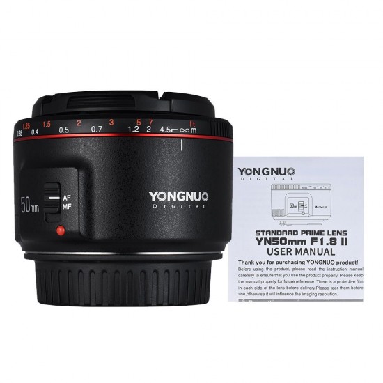 YN-50mm F1.8 II Large Aperture Auto Focus AF MF Lens for Canon Camera YN-50mm F1.8 II Large Aperture Auto Focus AF MF Lens for Canon Camera