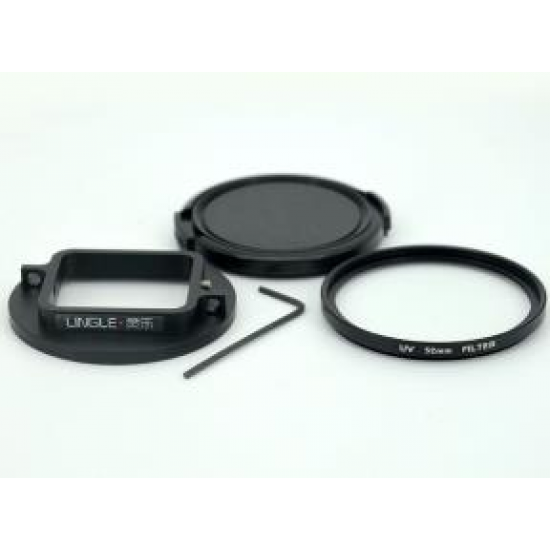 52mm UV Filter Lens Cover with Connect Ring Storage Bag for Gopro Hero 5 Black