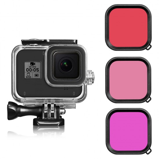 Purple/Red/Pink Diving Lens Filter for GoPro Hero 8 Black with Waterproof Protective Case Purple/Red/Pink Diving Lens Filter for GoPro Hero 8 Black with Waterproof Protective Case