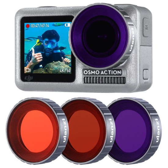 OA-9 Purple Red Magenta Dive Lens Filter Kit for DJI Osmo Action Sports Camera