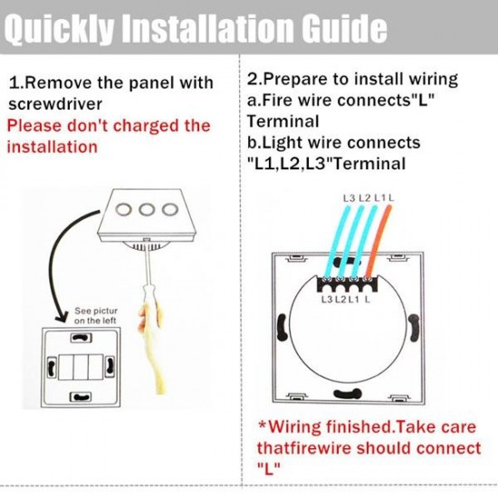 1 Way 1 Gang Crystal Glass Panel Touch Light Wall Switch Remote Controller