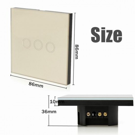 1 Way 1 Gang Crystal Glass Panel Touch Light Wall Switch Remote Controller