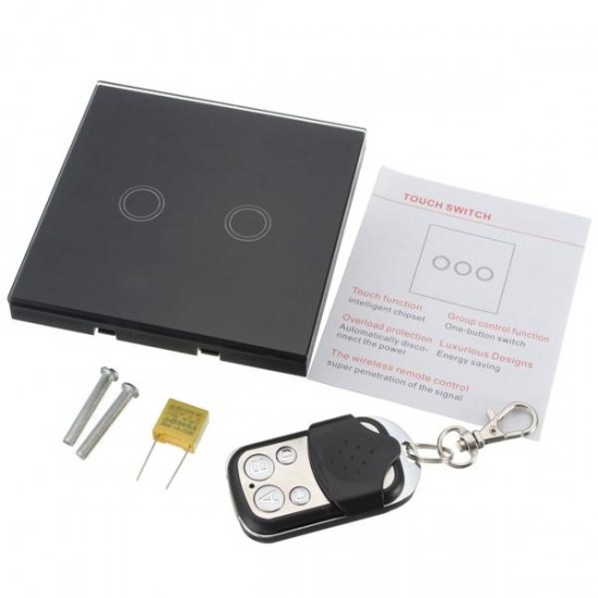 2 Gang 1 Way Touch Wall Light Switch Glass with Remote Control 2 Gang 1 Way Touch Wall Light Switch Glass with Remote Control