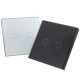 2 Gang 1 Way Touch Wall Light Switch Glass with Remote Control