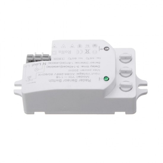 200W Adjustable Microwave Radar Sensor Light Switch Detector for Panel Fluorescent Lamps AC85-265V