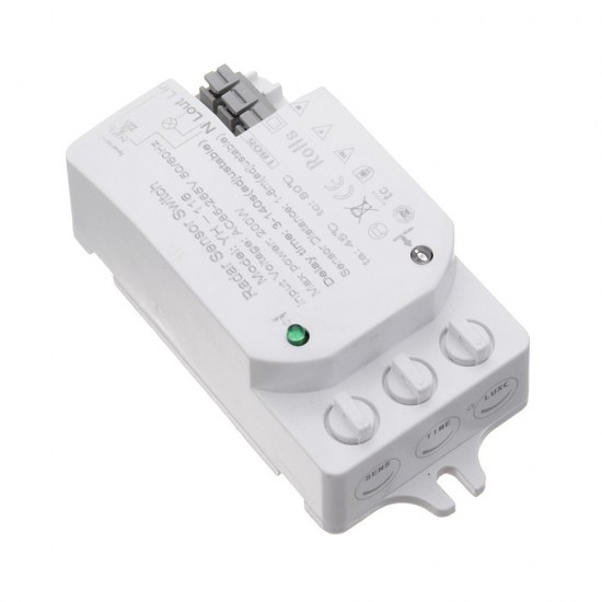 200W Adjustable Microwave Radar Sensor Light Switch Detector for Panel Fluorescent Lamps AC85-265V