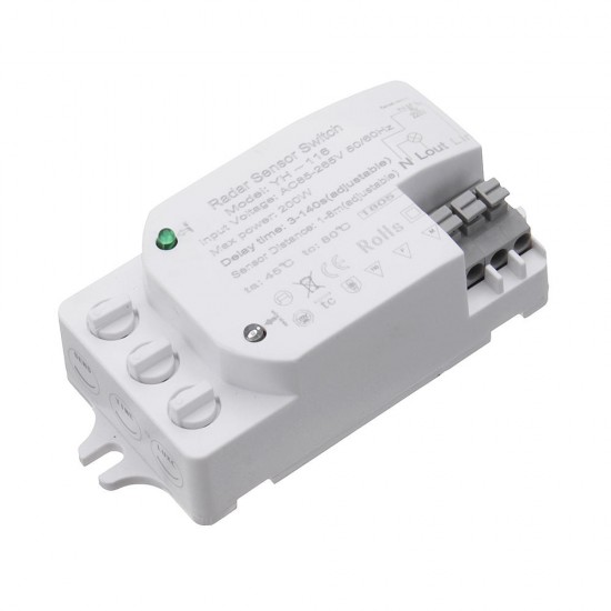 200W Adjustable Microwave Radar Sensor Light Switch Detector for Panel Fluorescent Lamps AC85-265V