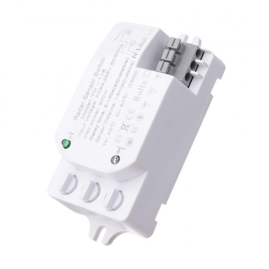 200W Adjustable Microwave Radar Sensor Light Switch Detector for Panel Fluorescent Lamps AC85-265V