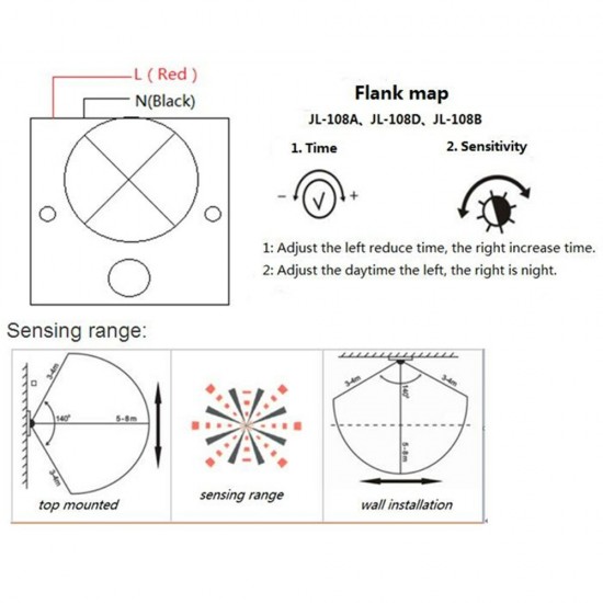 AC170-250V 5W PIR Motion Sensor Light Switch Adjustable Delay Time for Lamp AC170-250V 5W PIR Motion Sensor Light Switch Adjustable Delay Time for Lamp