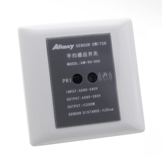 AC85-265V 200W Hand Wave ON OFF Sensor Light Switch for Kitchen Bathroom Indoor Use