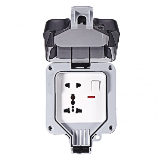 IP66 Weatherproof Outdoor BOX Wall Socket 13A Double Universal / UK Switched Outlet With USB Charging Port