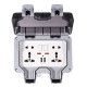 IP66 Weatherproof Outdoor BOX Wall Socket 13A Double Universal / UK Switched Outlet With USB Charging Port