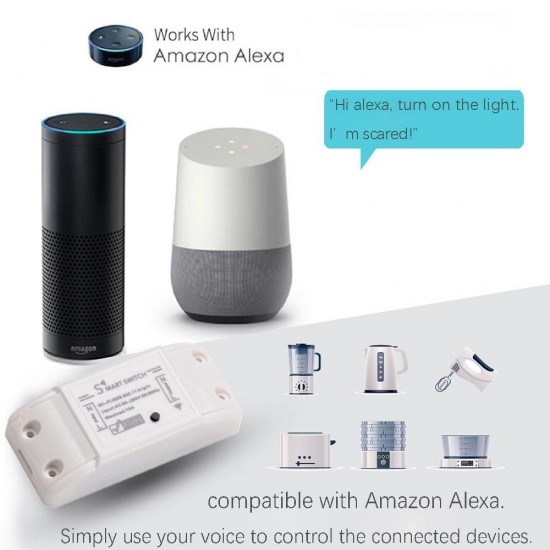 AC90-250V WiFi APP Relay Module DIY Smart Home Automation Light Switch Work With Amazon Alexa Google AC90-250V WiFi APP Relay Module DIY Smart Home Automation Light Switch Work With Amazon Alexa Google