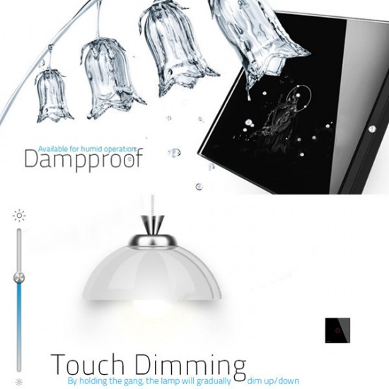 Black Crystal Glass Touch Dimmer Switch VL-C301D-62 AC110-250V Black Crystal Glass Touch Dimmer Switch VL-C301D-62 AC110-250V