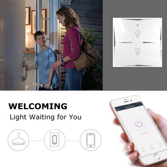 WiFi Smart EU Type 2 Way Touch Light Switch Work With Amazon Alexa Google Home AC100-240V