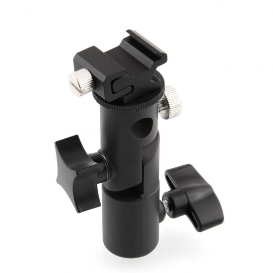 Metal Camera E Type Flash Shoe Umbrella Holder Mount Light Stand Bracket Swivel