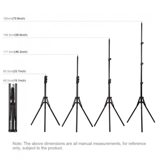 PU451B 180cm LED Ring Light Tripod Mount Holder Reverse Foldable 4 Sections Stand for Live Broadcast Vlogging Selfie PU451B 180cm LED Ring Light Tripod Mount Holder Reverse Foldable 4 Sections Stand for Live Broadcast Vlogging Selfie