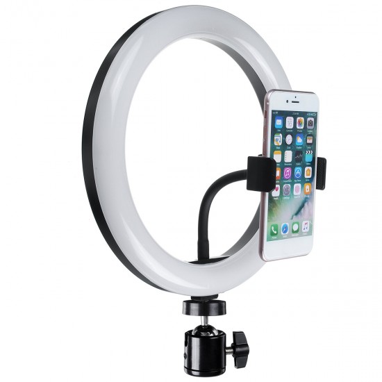 10 Inch Dimmable LED Ring Light Photo Selfie Fill Light with Tripod Adjustable Phone Holder Tripod Head for Makeup Live Broadcast Video Shooting