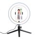 10 Inch LED Dimmable 3200K-5500K Video Ring Light with Phone Clip Tripod Head Mini Tripod 10 Inch LED Dimmable 3200K-5500K Video Ring Light with Phone Clip Tripod Head Mini Tripod