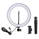 10 Inch LED Dimmable 3200K-5500K Video Ring Light with Phone Clip Tripod Head Mini Tripod