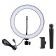 10 Inch LED Dimmable 3200K-5500K Video Ring Light with Phone Clip Tripod Head Mini Tripod 10 Inch LED Dimmable 3200K-5500K Video Ring Light with Phone Clip Tripod Head Mini Tripod