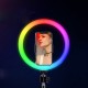 10 Inch RGB Colorful USB LED Ring Light Rainbow Fill light with Phone Clip 160cm Stand for Live Broadcast Photo