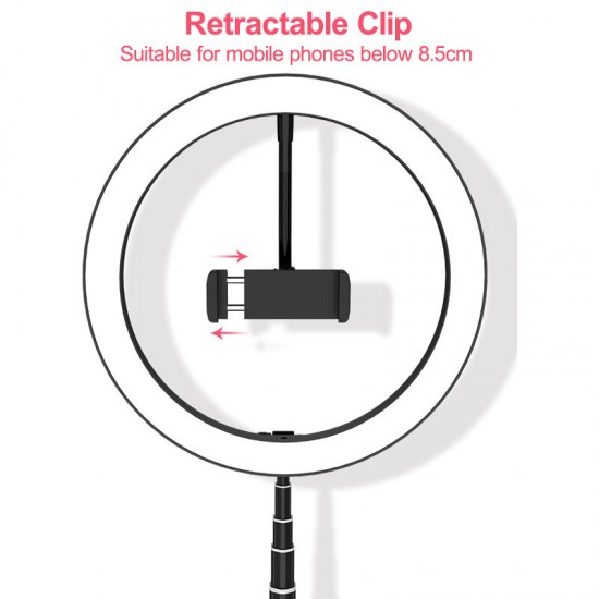 10 Inches 2200-12000K Dimmable LED Selfie Ring Light with Phone Holder Telescopic Base for TikTok Youtube Video Live 10 Inches 2200-12000K Dimmable LED Selfie Ring Light with Phone Holder Telescopic Base for TikTok Youtube Video Live