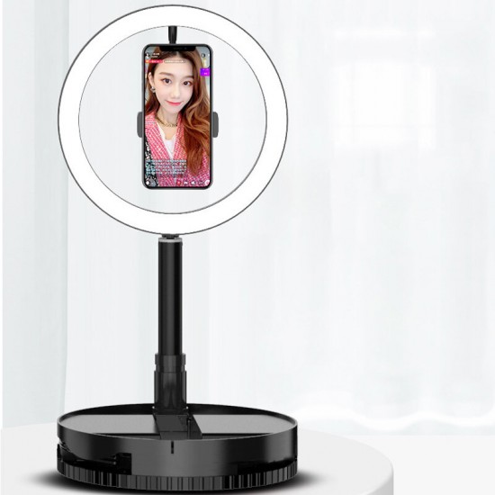 10 Inches 2200-12000K Dimmable LED Selfie Ring Light with Phone Holder Telescopic Base for TikTok Youtube Video Live