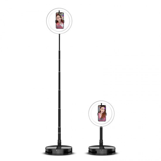 10 Inches 2200-12000K Dimmable LED Selfie Ring Light with Phone Holder Telescopic Base for TikTok Youtube Video Live