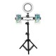 16cm LED Ring Light 10 Brightness Dimmable for Youtube Live Stream Tiktok Broadcast 2800-6500K Fill Light with Tripod Stand Dual Phone Clip