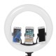 18 inch LED Ring Light 3 Phone Clip Dimmable Fill Light with 210cm Tripod Stand Remote Control for Youtube Tiktok Live Broadcast