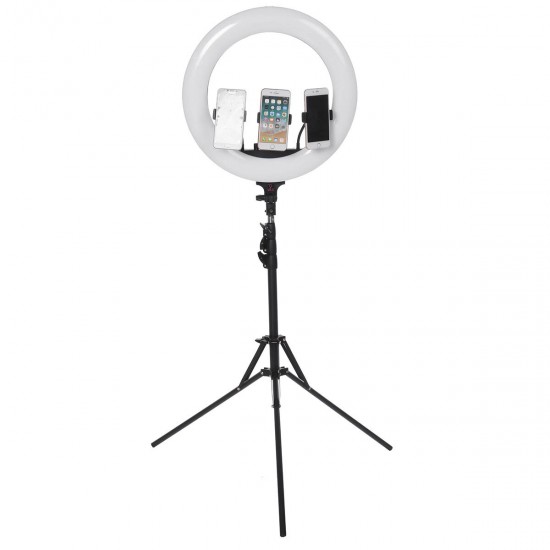 18 inch LED Ring Light 3 Phone Clip Dimmable Fill Light with 210cm Tripod Stand Remote Control for Youtube Tiktok Live Broadcast 18 inch LED Ring Light 3 Phone Clip Dimmable Fill Light with 210cm Tripod Stand Remote Control for Youtube Tiktok Live Broadcast
