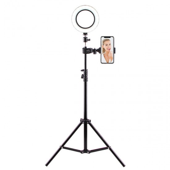 26cm 2700k-6500k Dimmable USB LED Ring Light with 50cm 160cm 210cm Tripod Phone Holder for Youtube Video Makeup Selfie