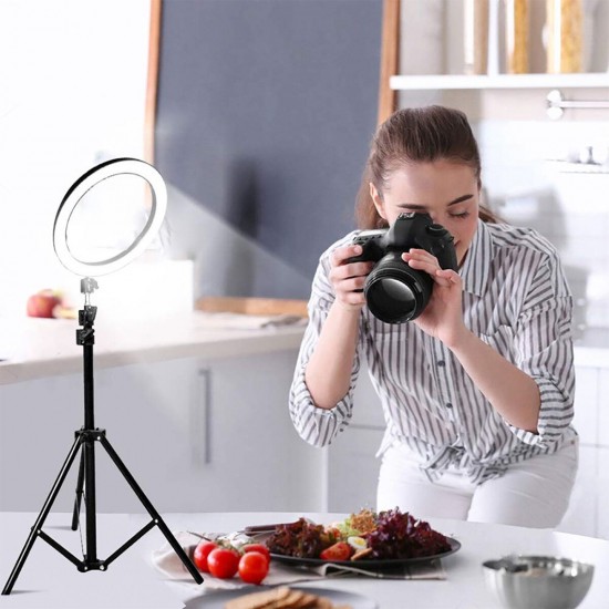 26cm 2700k-6500k Dimmable USB LED Ring Light with 50cm 160cm 210cm Tripod Phone Holder for Youtube Video Makeup Selfie
