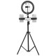 26cm LED Ring Light 3 Color 10 Brightness Dimmable Fill Light with Tripod Stand Dual Phone Clip for Youtube Live Stream Tiktok Broadcast