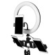 26cm LED Ring Light 3 Color 10 Brightness Dimmable Fill Light with Tripod Stand Dual Phone Clip for Youtube Live Stream Tiktok Broadcast