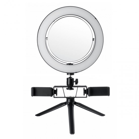 8.7/12.6 Inch LED Dimmable Video Ring Light Tripod Stand with Mirror 2 Phone Clip for Youtube Tik Tok Makeup Live Streaming