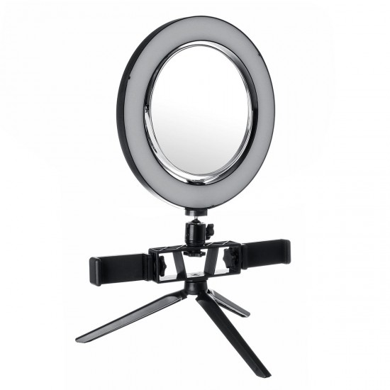 8.7/12.6 Inch LED Dimmable Video Ring Light Tripod Stand with Mirror 2 Phone Clip for Youtube Tik Tok Makeup Live Streaming