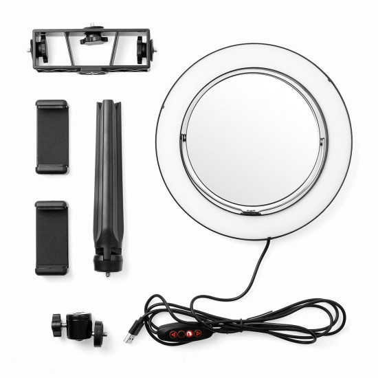 8.7/12.6 Inch LED Dimmable Video Ring Light Tripod Stand with Mirror 2 Phone Clip for Youtube Tik Tok Makeup Live Streaming 8.7/12.6 Inch LED Dimmable Video Ring Light Tripod Stand with Mirror 2 Phone Clip for Youtube Tik Tok Makeup Live Streaming