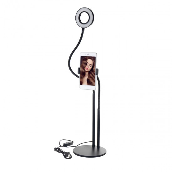 BX-02 Universal Selfie Ring Light Flexible Desk Lamp LED Fill Beauty Light 11 Brightness 3 Color Dimmable for Live Streaming Table Stand with Phone Clip for Youtube Tiktok